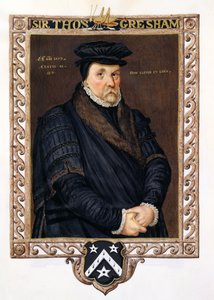 Portret sir Thomasa Greshama (ok. 1519-79) ze „Wspomnień dworu królowej Elżbiety” według portretu Antonio Mora, opublikowanego w 1825 r. (wc i gwasz na papierze)